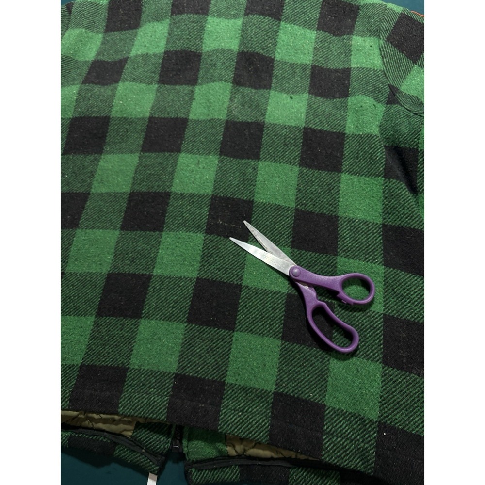 Vtg 70s Woolrich Mackinaw Jacket Green Buffalo Plaid North Maine Woods Patch L - Picture 15 of 16